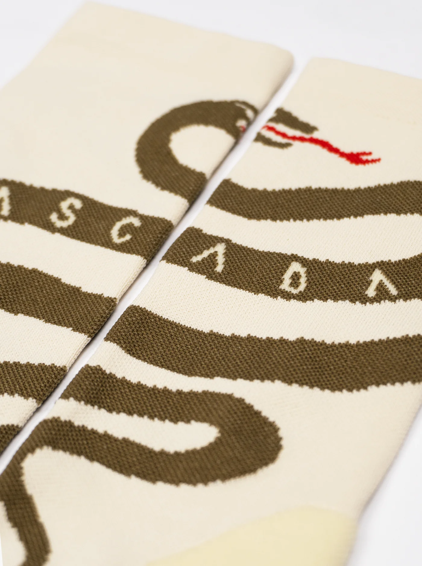 Cross Socks - Snake Cream/Olive - Image 2