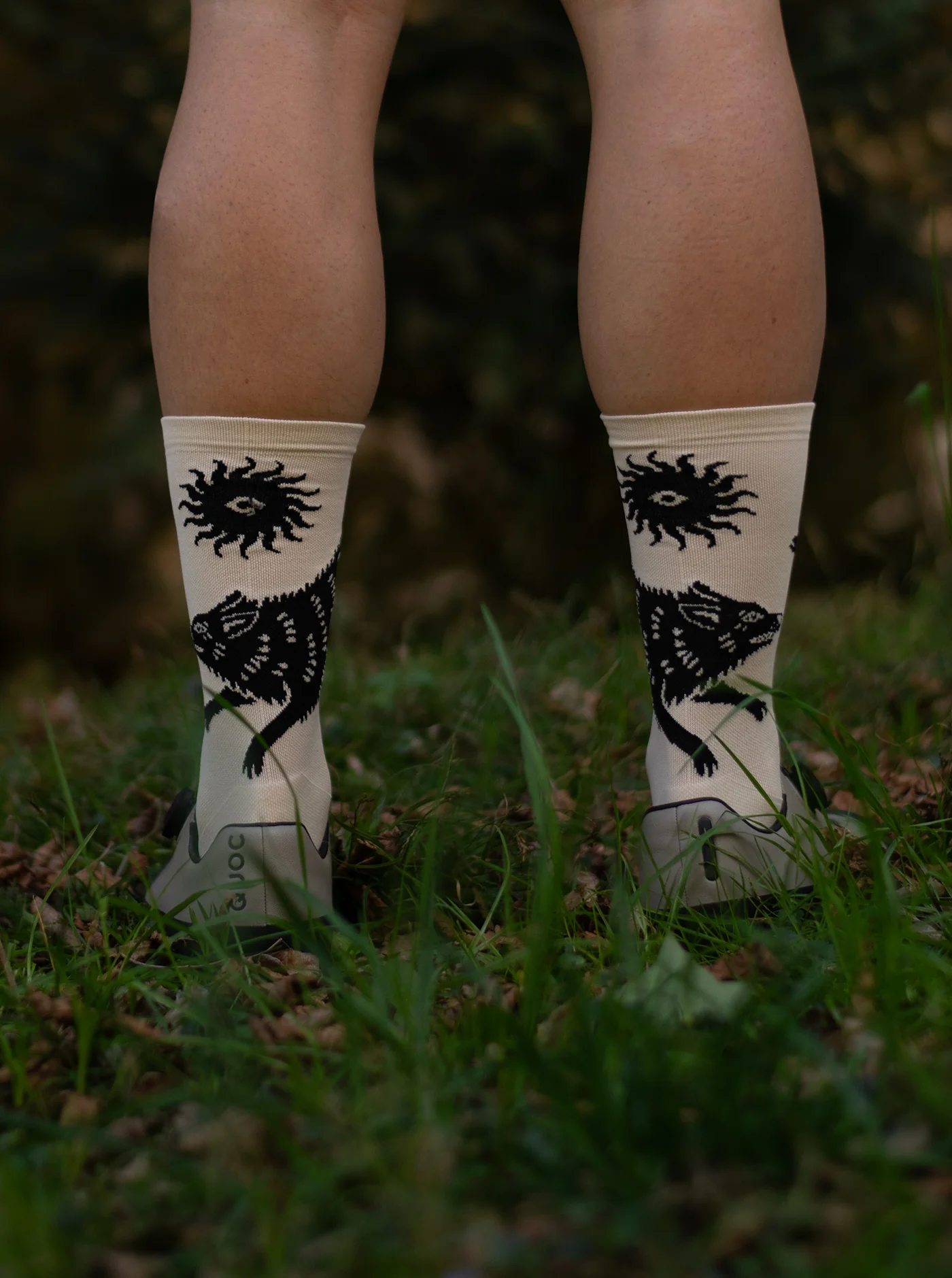 Cross Socks - Wolf Cream/Black - Image 5