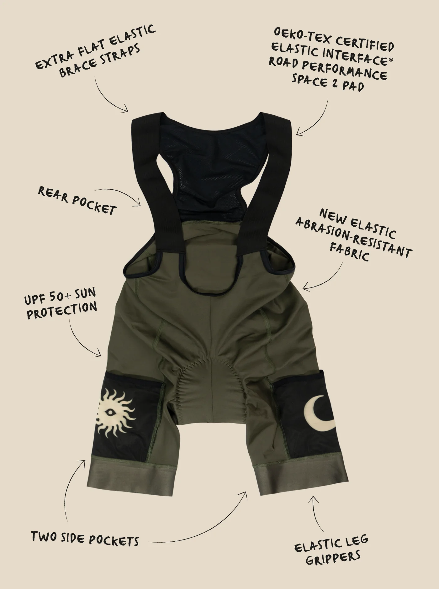 Women's Cargo Bib Shorts - Olive - Image 3